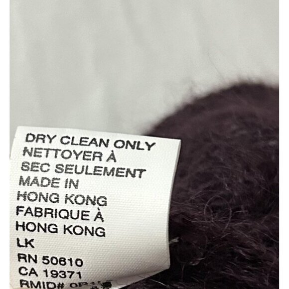 Sequin Mohair Blend Sweater Womens L Purple Fuzzy Sheer Layer Plum V Pullover - Picture 11 of 12